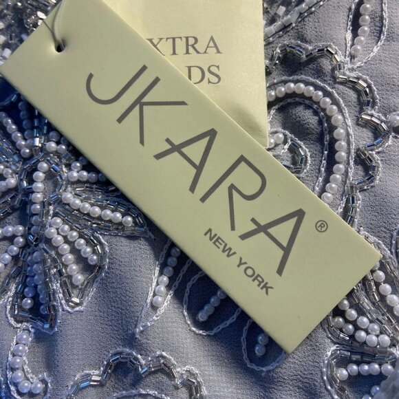 **J Kara** Women's Sleeveless Scallop Long Beaded Dress W/Scarf 14 NWT - Picture 7 of 8